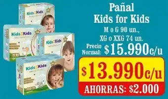 Unimarc Pañal Kids for Kids M o G 90 un., XG o XXG 74 un. oferta