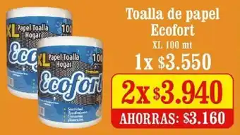 Unimarc Toalla de Papel XL Ecofort 2x100mt oferta