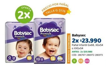 Cruz Verde Babysec Pañal Infantil 2xGx68, XGx54 o XXGx54 oferta