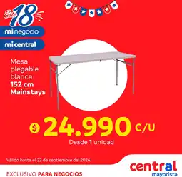 Central Mayorista Mesa plegable blanca oferta