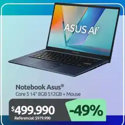 PC Factory Asus - notebook core 5 14 8gb 512gb + mouse oferta