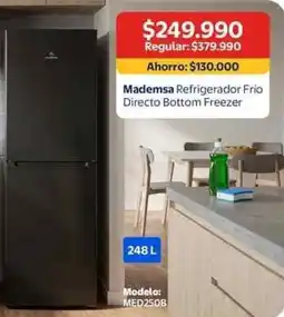Lider Mademsa - refrigerador frio directo bottom freezer oferta