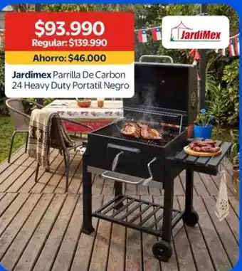 Jardimex parrilla de carbon 24 heavy duty portatil negro