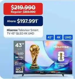 Lider Hisense - televisor smart tv 43 qled 4k uhd oferta