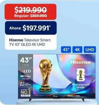 Hisense - televisor smart tv 43 qled 4k uhd
