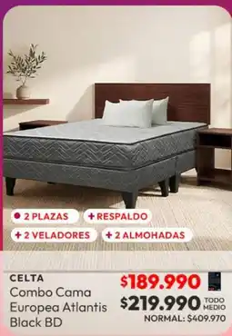 Abc Celta - combo cama europea atlantis black bd oferta