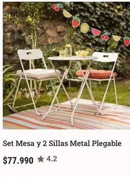 Casaideas Metal - set mesa y 2 sillas plegable oferta