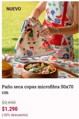 Casaideas Paño seca copas microfibra 50x70 cm oferta