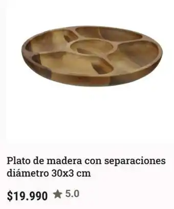 Plato de madera con separaciones diametro