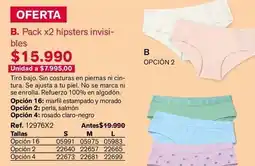 Leonisa Perla - pack x2 hipsters invisi-bles oferta