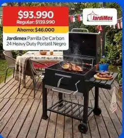 Lider Jardimex parrilla de carbon 24 heavy duty portatil negro oferta