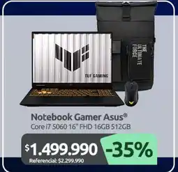 PC Factory Asus - notebook gamer oferta