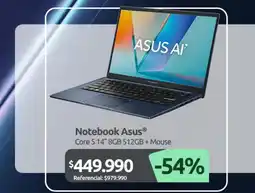 PC Factory Asus - notebook core 5 14 8gb 512gb + mouse oferta