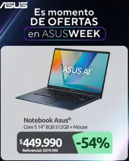 PC Factory Asus - notebook core 14 8gb 512gb+mouse oferta