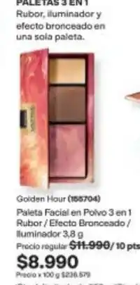 Avon Golden - paleta facial en polvo 3 en 1 ruber/ efecto bronceado/ iluminador oferta