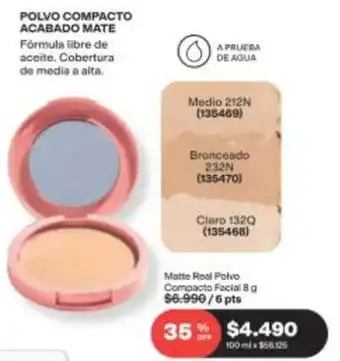Polvo compacto acabado mate