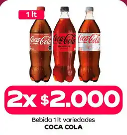Tottus Bebida 1lt variedades COCA COLA oferta