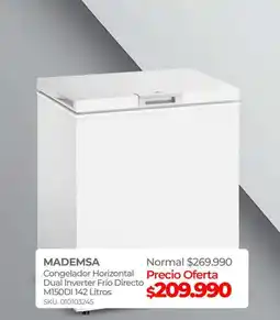Multicentro Mademsa - congelador horizontal dual inverter frio directo m150jl oferta
