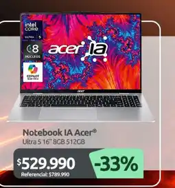 PC Factory Notebook IA Acer oferta