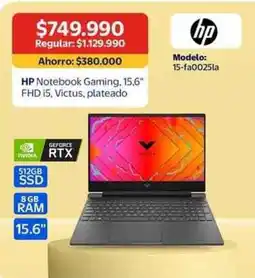 Lider Hp - notebook gaming, 15.6 fhd i5, plateado oferta