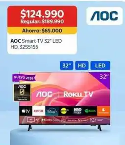Lider Aoc - smart tv 32 led hd 32s5155 oferta