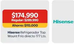 Lider Hisense - refrigerador top mount frío directo oferta