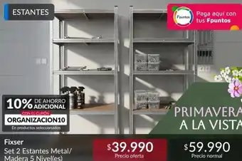 Metal - set 2 estantes / madera 5 nivellles