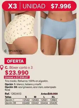 Leonisa Boxer corto x 3 oferta