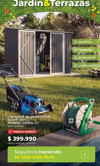 Cortadora de pasto match 5,0 hp 170 cc