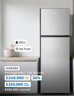 Paris Hisense - refrigerador top mount oferta