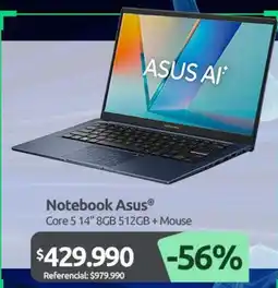 PC Factory Asus - notebook core 5 14 8gb 512gb + mouse oferta