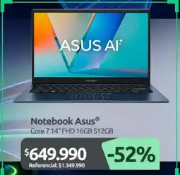 PC Factory Asus - notebook core 7 14 fhd 16gb 512gb oferta