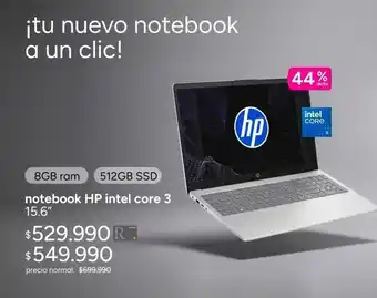 Hp - notebook hp intel core 3 15.6