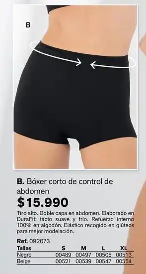 Control - boxer corto de de adomen
