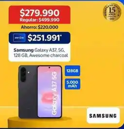 Lider Samsung - galaxy a37, 5g, 128gb, awesome charcoal oferta