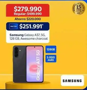 Samsung - galaxy a37, 5g, 128gb, awesome charcoal