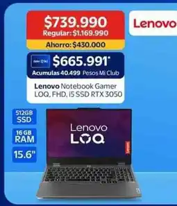 Lider Lenovo - notebook gamer loq. fhd.is ssd rtx3050 oferta