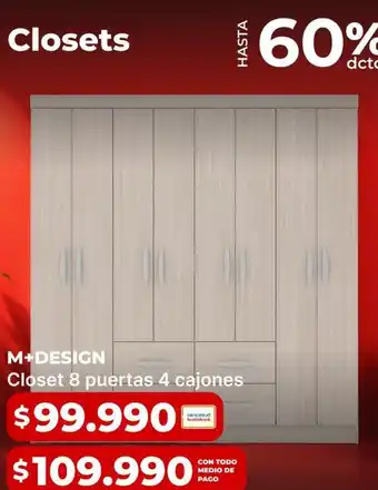 Closet 8 puertas 4 cajones