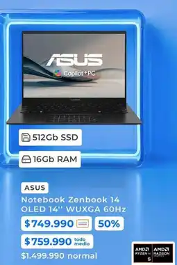Paris Asus - notebook zenbook 14 oled 14 wuxga 60h2 oferta