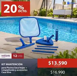 Mimbral Kit mantencion para piscina saca hojas + limpiando y accesorios casa viva oferta