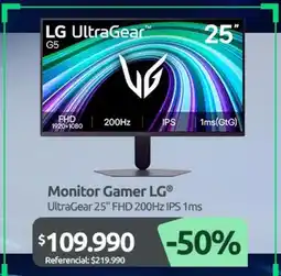 PC Factory Lg - monitor gamer oferta