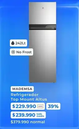 Paris Mademsa - refrigerador top mount altus oferta