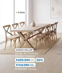 Paris Miller - juego de comedor pamela madera oferta