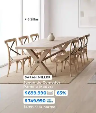 Miller - juego de comedor pamela madera