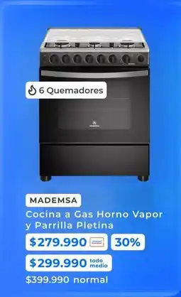 Paris Mademsa - cocina a gas horno vapor y parrilla pletina oferta