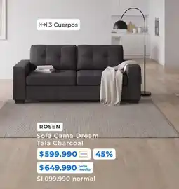 Paris Rosen - sofa cama dream tela charcoal oferta