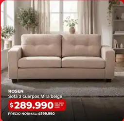 Easy Rosen - sofa 3 cuerpos mira beige oferta