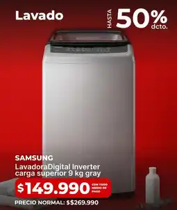 Easy Samsung - lavadora digital inverter carga superior 9 kg gray oferta