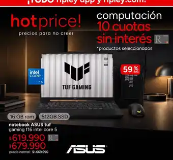 Notebook asus tuf gaming f16 intel core 5