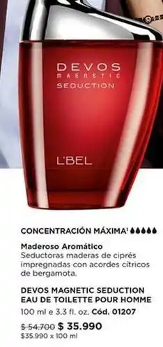 L'Bel Devos magnetic seduction eau de toilette pour homme oferta